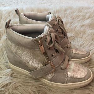 Jennifer Lopez wedge sneakers with zipper & tie